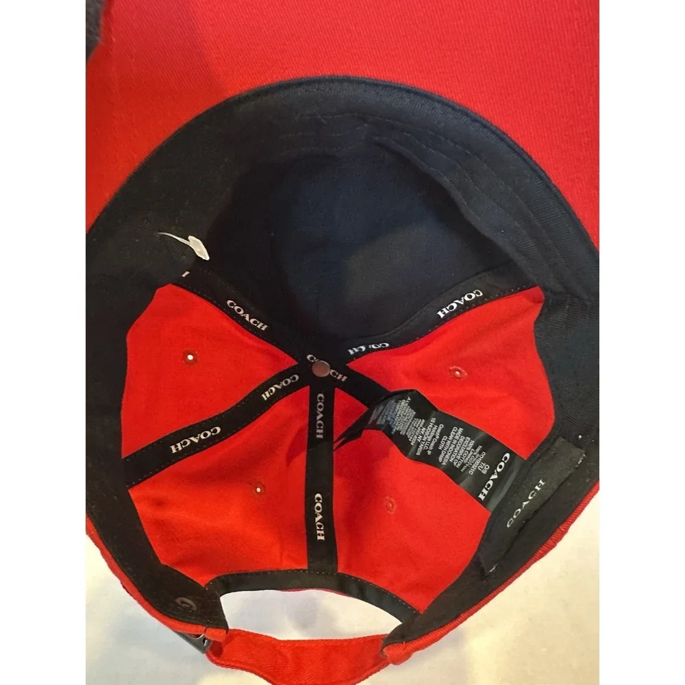 Coach Embroidered Baseball Cap Hat Red Adjustable New No Tag